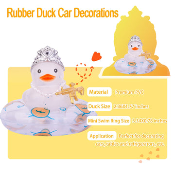 Cofubcad Car Rubber Duck Dashboard Decoration Colorful Duck Car Ornaments With Special Props Mini Swim Ring Sunglasses Cowboy Or Sun Hat(A30)