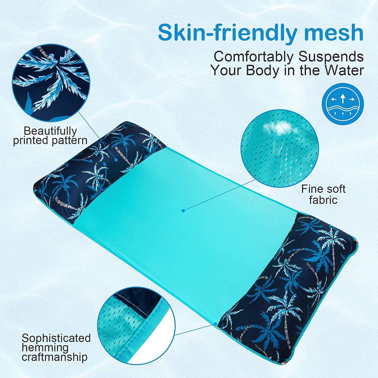 Pool Hammock,Xl Hammock Floaties For Adults,Inflatable Lake Float Swimming Pool Lounger, Fabric Mesh Floating Heavy Duty Up To 3