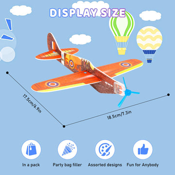 LUCKJOY 48 Pcs Airplane Toy, 8 inch Foam Airplanes for Kids,Paper Airplane Kit for Toddlers 3-5, Glider Toy Planes for Kids,Part