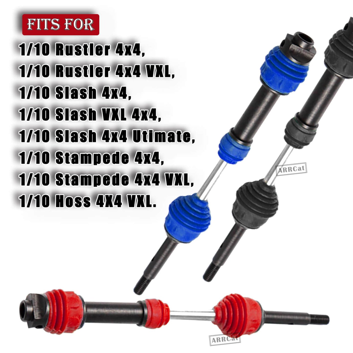Drive Shaft CVD Axles Upgrades for 1/10 Slash VXL 4x4 Rustler Stampede Hoss VXL 4x4 4WD,4Pcs Front Rear Transmission Driveshaft