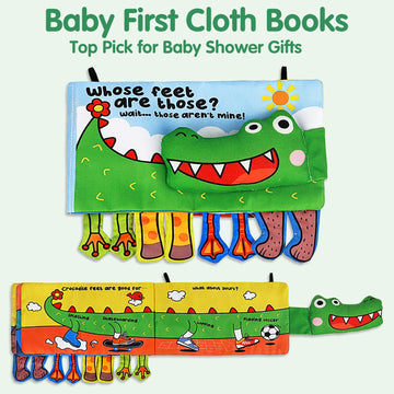 Arovan Tummy Time Baby Mirror Toy - Black & White High Contrast Infant Sensory Toy with Soft Activity Book & Teether for Newborns 0-3 Months