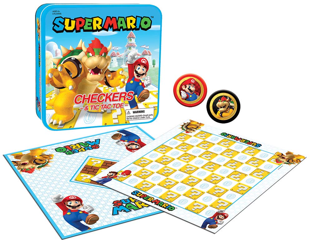 Usaopoly Super Mario Checkers & Tic-Tac-Toe Collector'S Game Set For 2 Players | Featuring Mario & Bowser | Collectible Checkers And Tictactoe Perfect For Mario Fans, Model Number: Cm005-637-002001-06