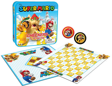 Usaopoly Super Mario Checkers & Tic-Tac-Toe Collector'S Game Set For 2 Players | Featuring Mario & Bowser | Collectible Checkers And Tictactoe Perfect For Mario Fans, Model Number: Cm005-637-002001-06
