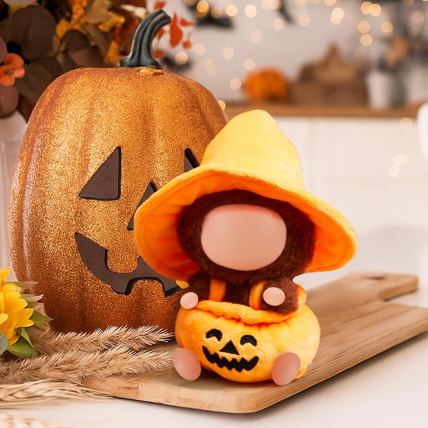 Simgoing 2 Set Clothes Outfits for 17cm Doll Cute Halloween Pumpkin Outfit and Witch Hat Doll Clothes Toys Dress Accessories for Collector Fans Display