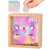 Piggy Bank Girls, Wooden Piggy Bank For Kids Unicorn Money Bank Coin Bank With Diy Letter Stickers,Colorful