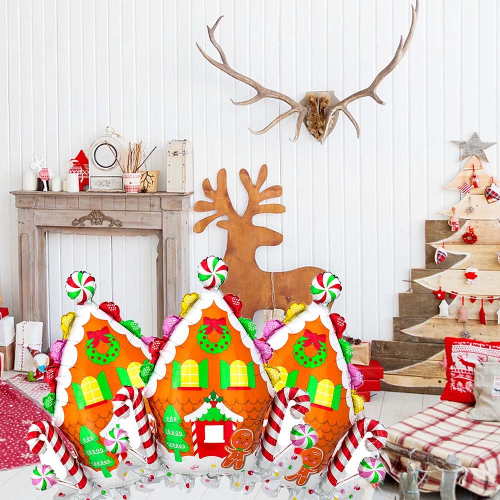 Hadckja Candy House Balloons Christmas Balloons Candy House Foil Balloons For Christmas-Themed Party Birthday Party Supplies Dec