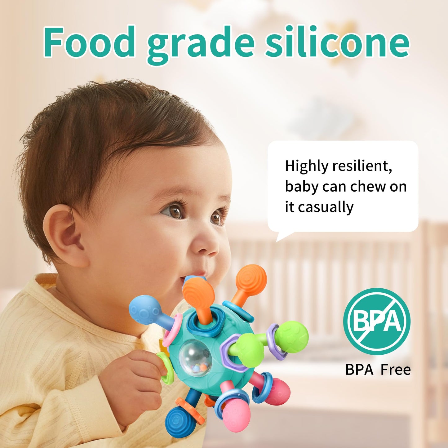 Baby Montessori Teething Toys For 0-6 6-12 Months Bpa Free Sensory Toys For Babies 0 3 6 9 12 18 Months Newborn Infant Learning