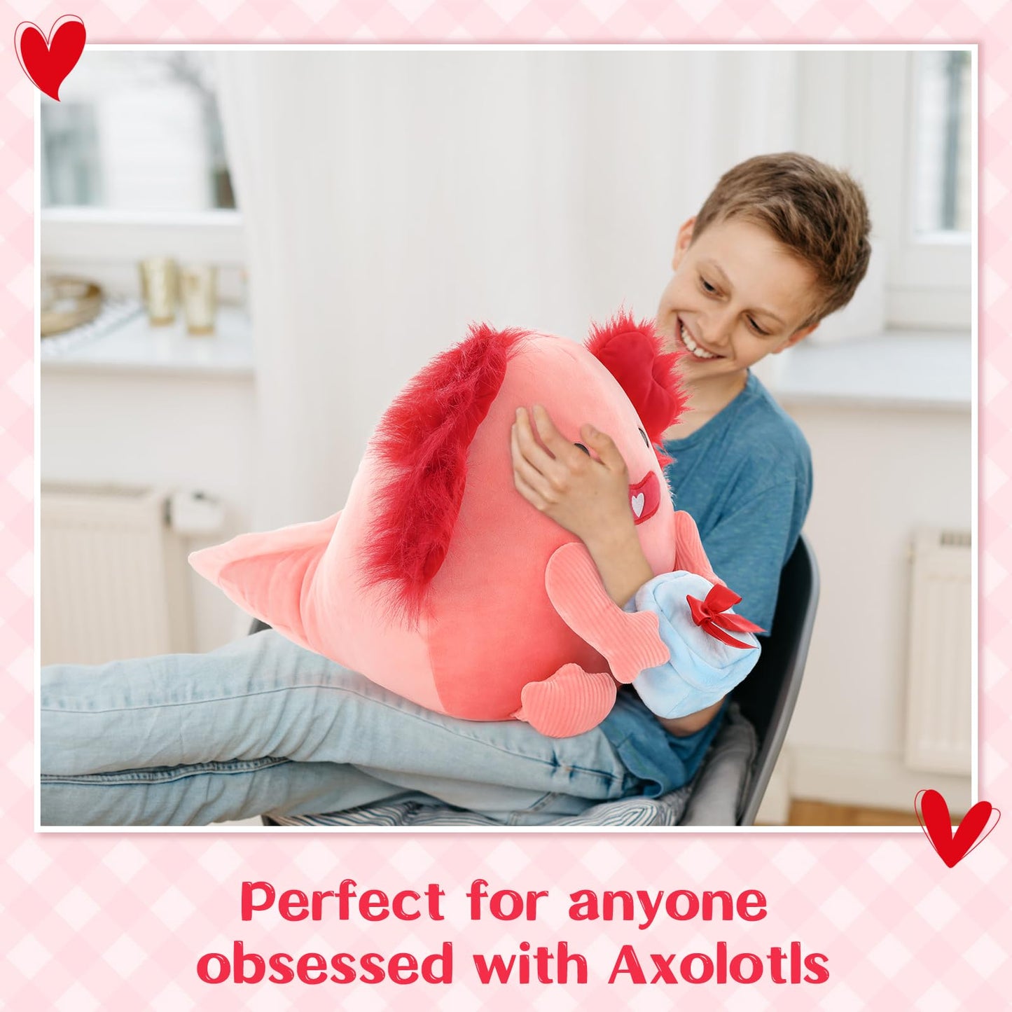 Beniny Original 14-Inch Cynthia The Pink Axolotl - Soft & Squishy Axolotl Stuffed Animal Toy - Gift For Girls,Boys