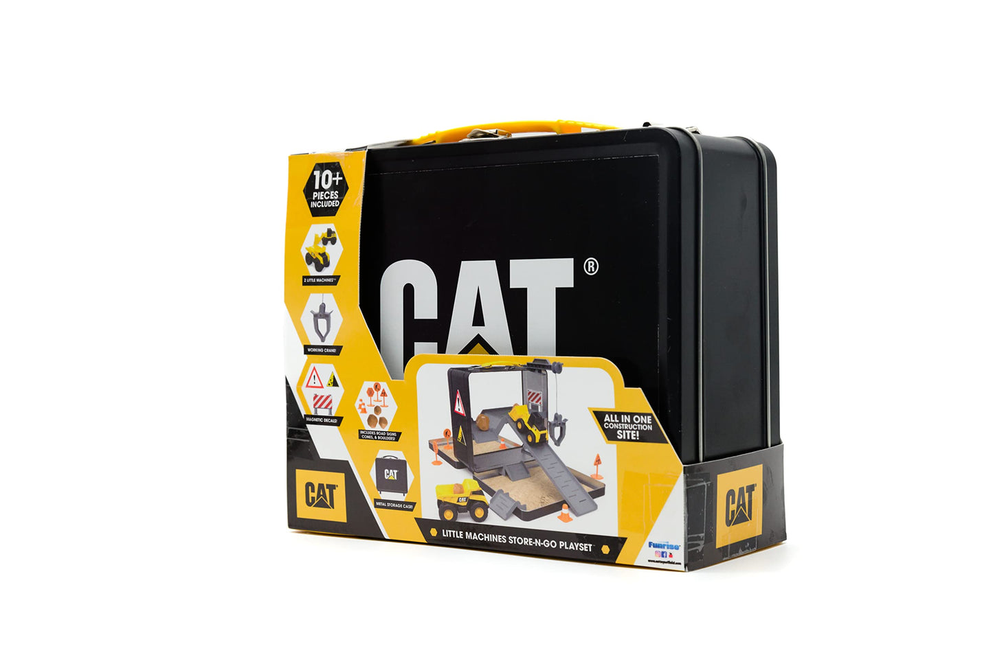 Cat Construction Toys, Store N Go Construction Playset With Travel Case, Ages 3+, 2 Little Machines Vehicles & Assortment Of Construction Site Accessories, Quality, Durable & Realistic
