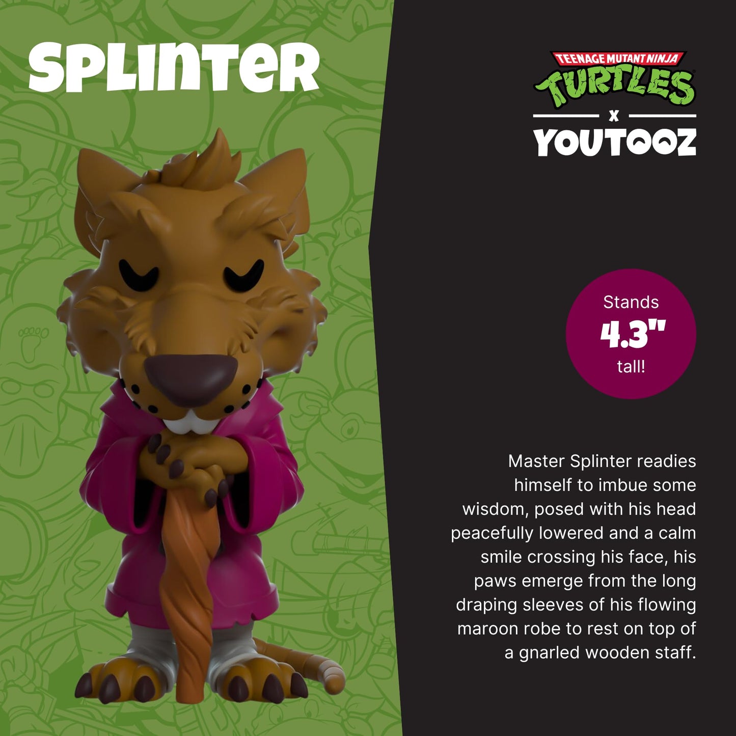 Youtooz Master Splinter Tmnt Figure 4.3' Inch Vinyl, Teenage Mutant Ninja Turtles Master Collectibles Splinter Figure By Youtooz Teenage Mutant Ninja Turtles Collection