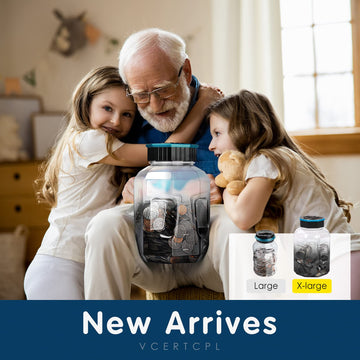 X-Large Piggy Bank For Adults Kids, Vcertcpl Digital Coin Counting Bank With Lcd Counter, 2.4L Capacity, Great Coin Counter Bank Money Counting Jar With Total Amount Displayed (G Gray, X-Large)