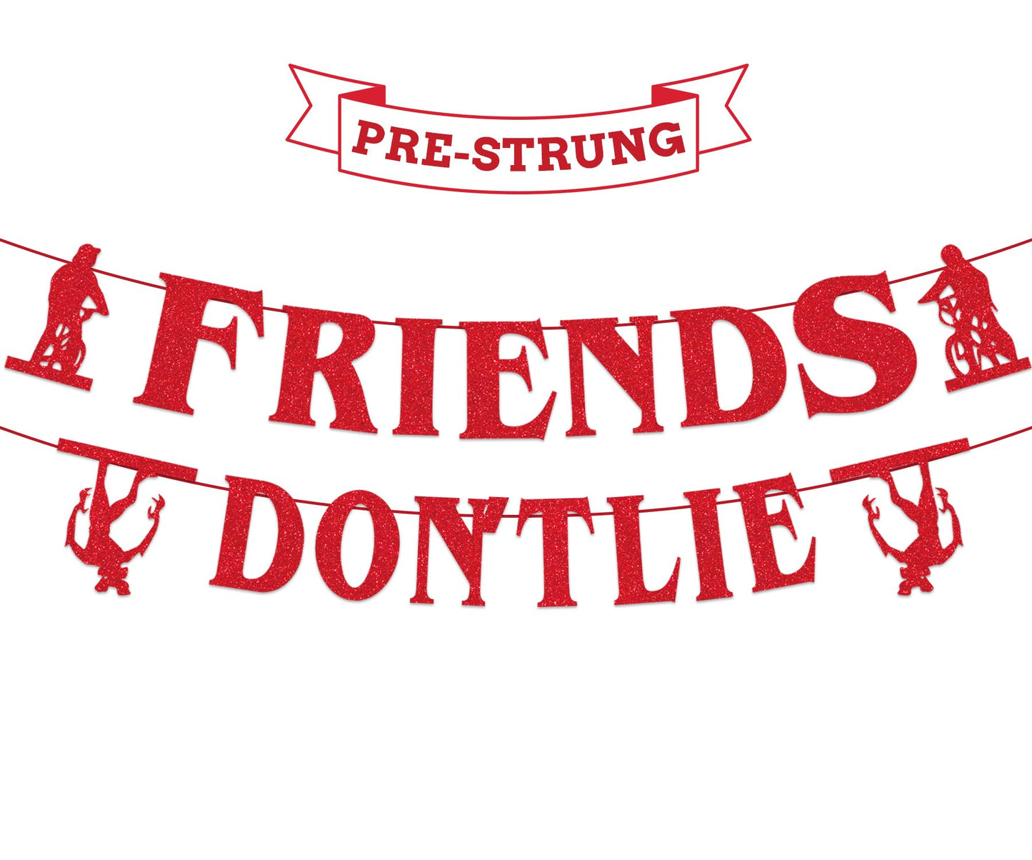 Stranger Birthday Party Decorations Red Glitter Friends Dontlie Banner Horror Theme Birthday Party Supplies for Home Room Wall