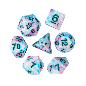 HDdais DND Dice Set, 7PCS Polyhedral Dice Set for Dungeons and Dragons, D&D Dice with Pink Flower Pattern for Role Playing Game