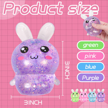 Easter Basket Stuffers,Easter Basket Essentials,4Pcs Squishy Easter Bunny Stress Balls For Adults,Kids,Easter Toys Stress Relief