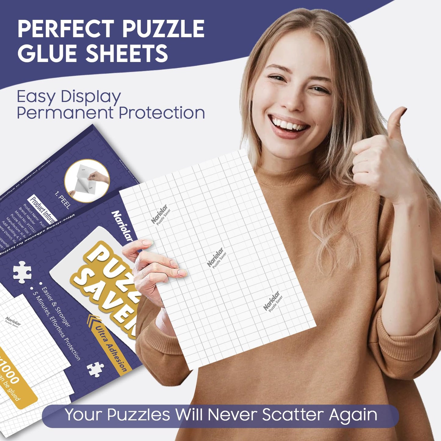 Nariolar Ultra Adhesion Puzzle Glue Sheets, 64 Puzzle Saver Sheets Preserves 8 1000 Pieces Jigsaw Puzzle, Puzzle Saver For Easy