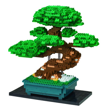 nanoblock Bonsai Matsu Deluxe Edition Building Kit, Green, Model NB039, Advanced Hobby Series, Plastic