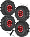 RCHuiWow 1.0'' Beadlock RC Wheels and Tires for 1/18 TRX4M,1/24 Axai1 SCX24 RC Crawler,1.0 Beadlock Tires w/Alloy Aluminium Whee