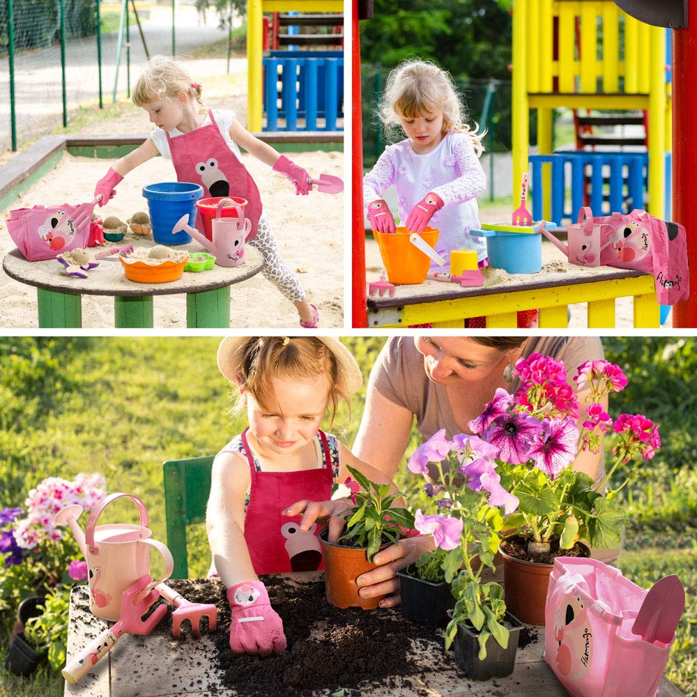 Altdorff Kids Gardening Set, Garden Tools Kit For Kids Include Shovel, Rake, Fork, Kids Apron, Tote Bag, Garden Gloves And Watering Can, Garden Toys Gifts For Girls