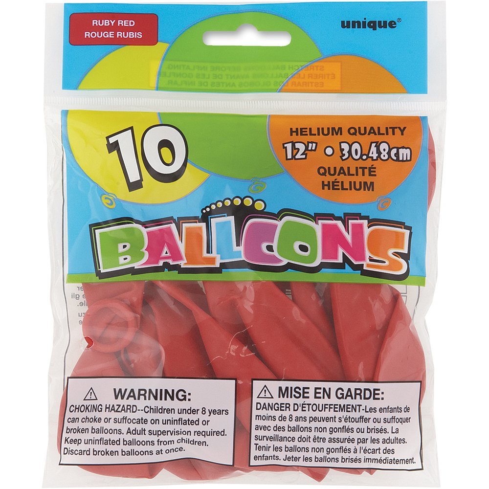 Ruby Red Latex Balloons, 12' (10-Pack) - Premium-Quality & Vibrant Party Decorations, Perfect For Any Celebration