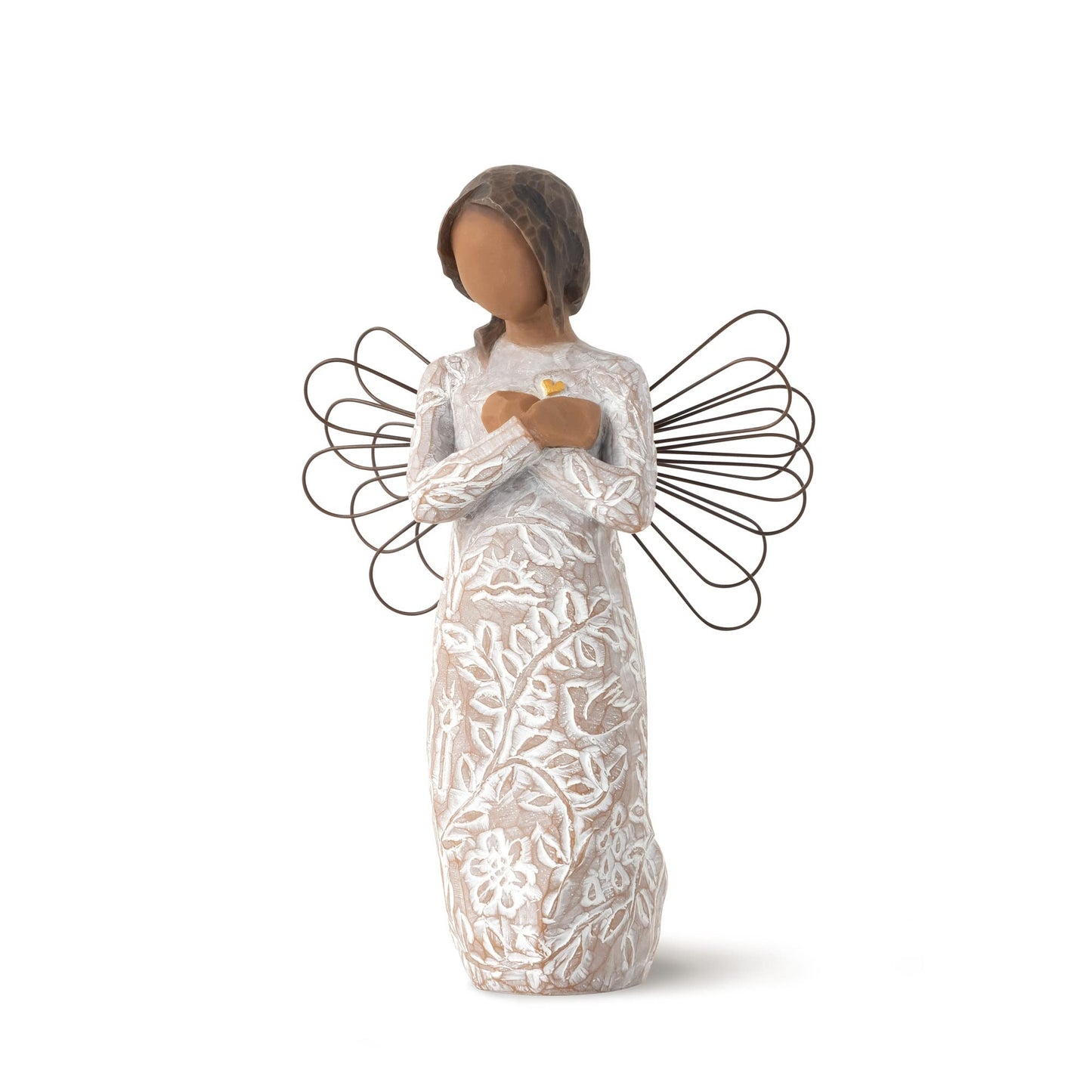 Willow Tree Remembrance (Darker Skin) Angel, Memories, Hold Each Safely In Your Heart, Carved With Symbols To Remind Us Of Loved Ones, Gift Of Support And Sympathy, Sculpted Hand-Painted Figure
