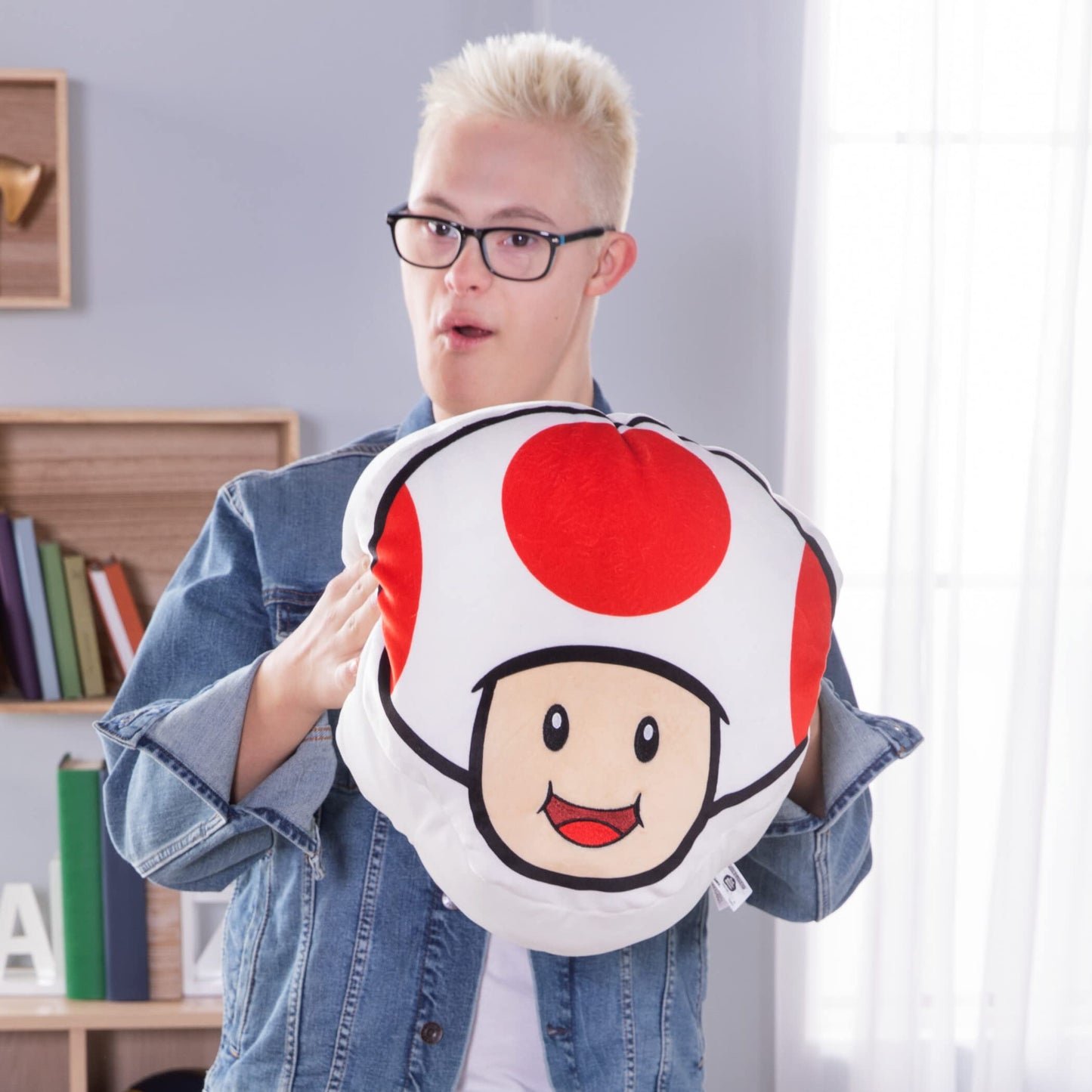 Club Mocchi-Mocchi Nintendo Super Mario Toad Plushie - 15 Inch Red Collectible Squishy Plush - Model T12413, Polyester Material