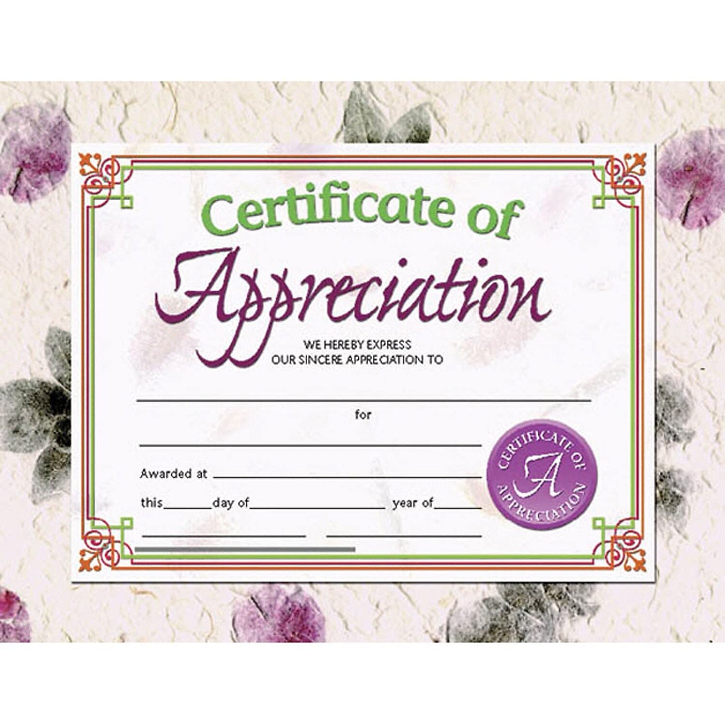 HAYES SCHOOL PUBLISHING Certificates of Appreciation - Customizable Awards, 8.5" x 11", Full-Color Matte Finish, 30 Pack