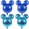 Mikimiqi 4 Pcs Mouse Head Foil Balloons, 24'' Mouse Mylar Balloon For Birthday Party Decorations Jumbo Mouse Head Aluminum Foil Balloons Party Favors Supplies (Blue)