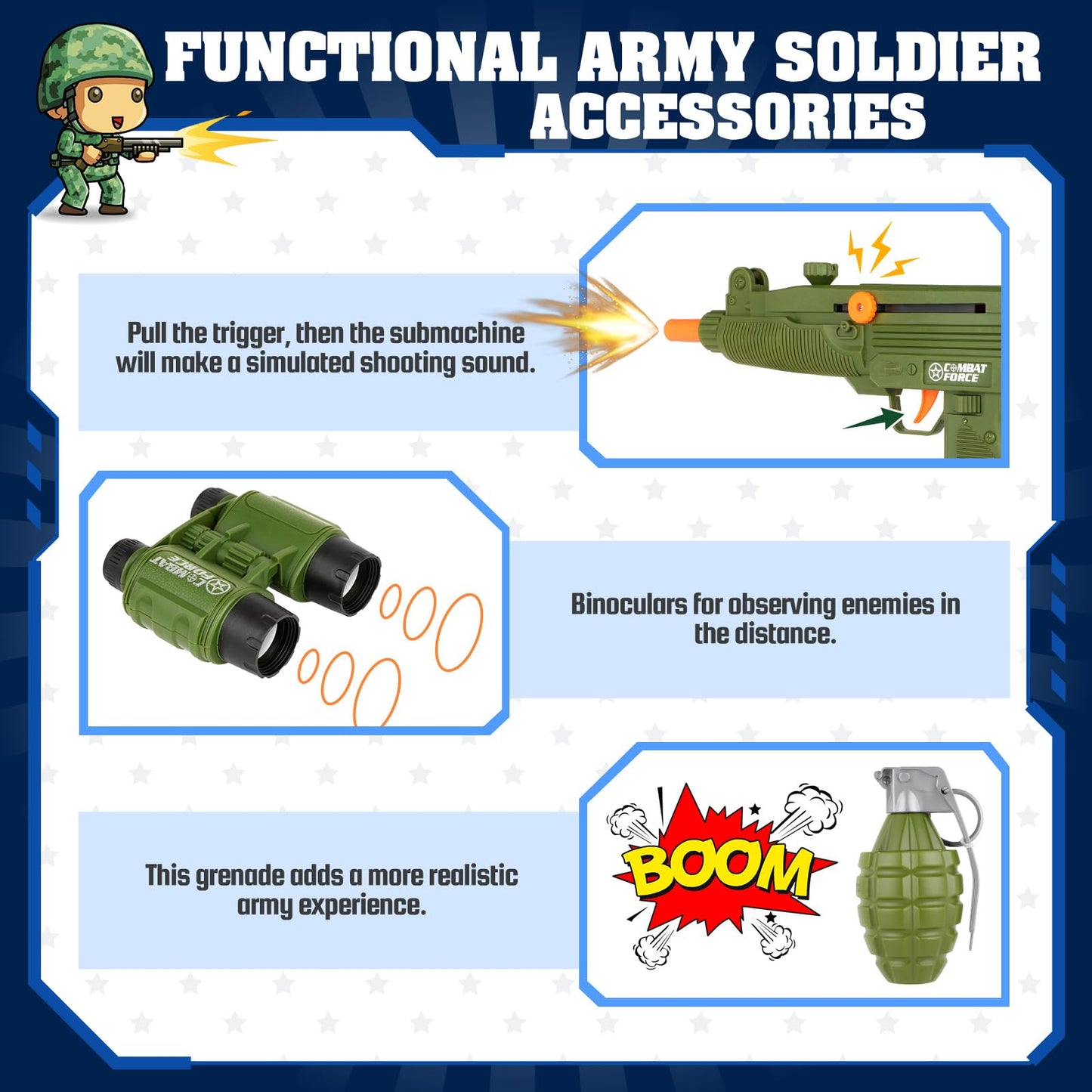 Giftinbox Army Costume For Kids,Soldier Halloween Costumes Boys Kid,13Pcs Military Dress Up Role Play Set With Accessories,Deluxe Birthday Gift Kids Size ,Green Camo,Small (3-4Yrs)