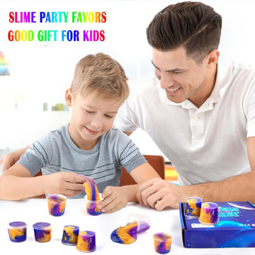 Slime Party Favors, 15 Pack Galaxy Slime Kit - Soft, Non-Sticky, Stress Relief Gold Powder Slime For Kids Girls And Boys - Class