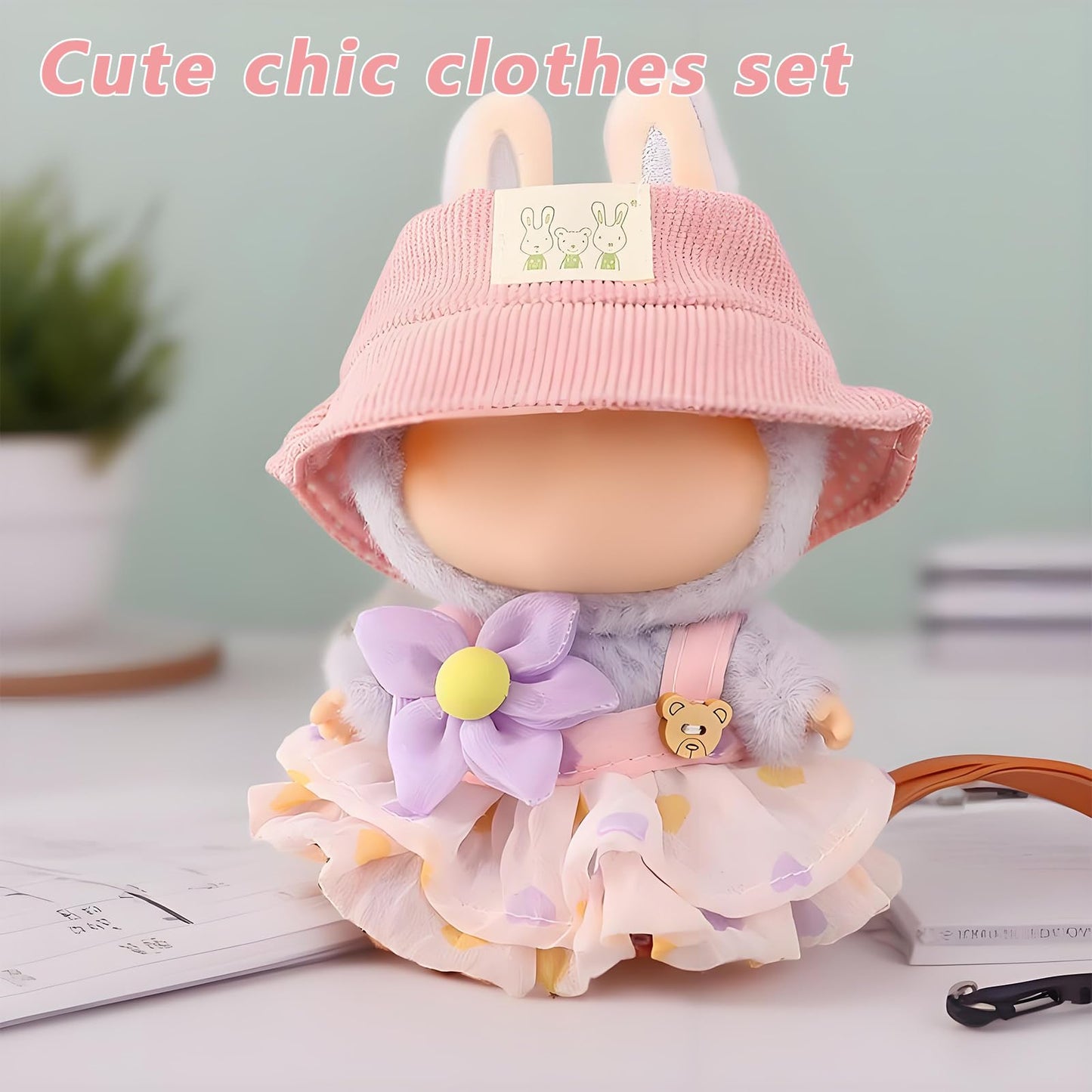 Satakara Doll Clothes Set for 17cm Dolls (6.7 inch) - Kawaii Purple Flower Outfit with Matching Hat Party Clothing Accessories (STK03)