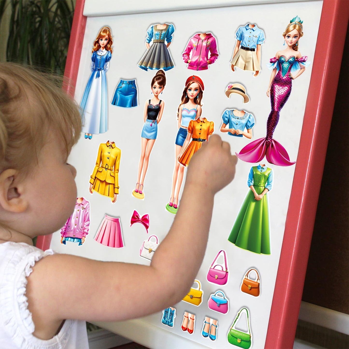 Magnetic Dress Up Doll,Magnet Paper Dolls Magnet Princess Dress Up Dolls for Girl Kid Toddler Travel Activities Road Trip Car Ri