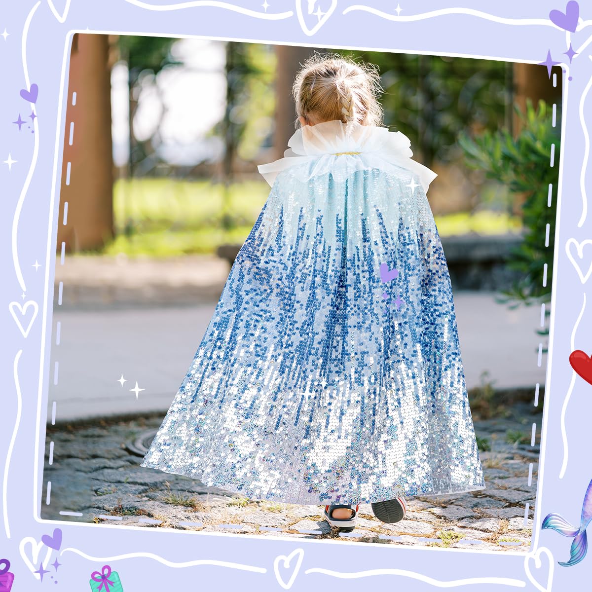 Meland Princess Dress Up For Girls 3-8, Mermaid Dress Up Clothes For Girls Toddler Toys, Birthday Gift For Girls 3 4 5 6 7 8