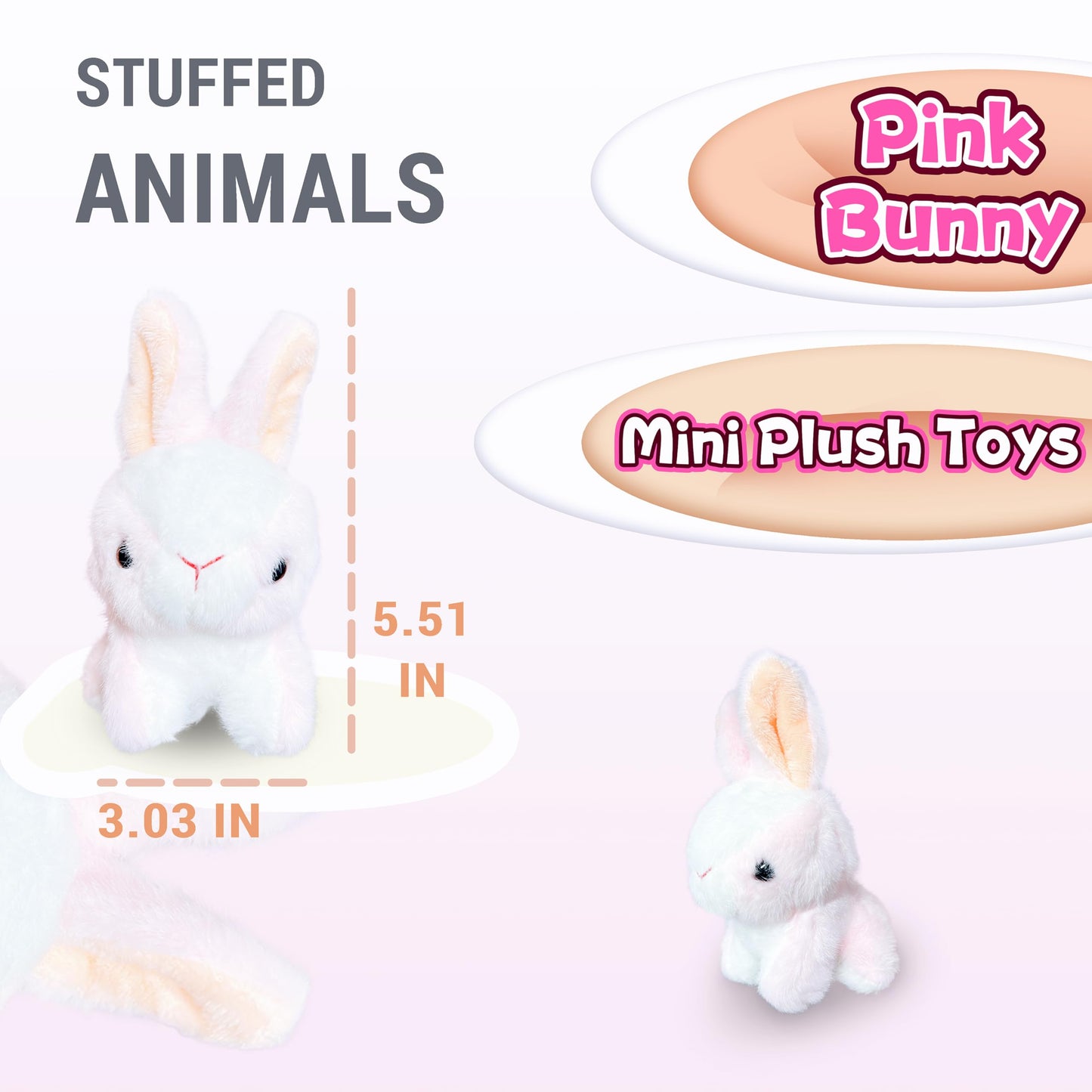 Pink Rabbit Stuffed Animals For Girls, Boys And Adults, Mini Animals Plush Toys Key Chains, Cute Bunny Plushies, Soft Bunny Stuf