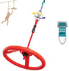 Ninja Kids Hanging Obstacle Course With Swivel Slackline Spinner Wheel Red
