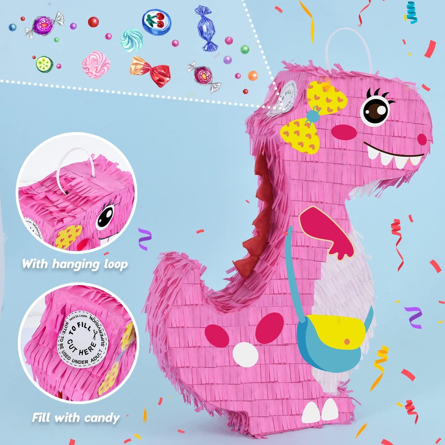 Wernnsai Dinosaur Piñata - Dinosaur Birthday Party Supplies For Girls Kids Dino Themed Party Piñata Bundle Set Perfect Party Game Activity Decoration