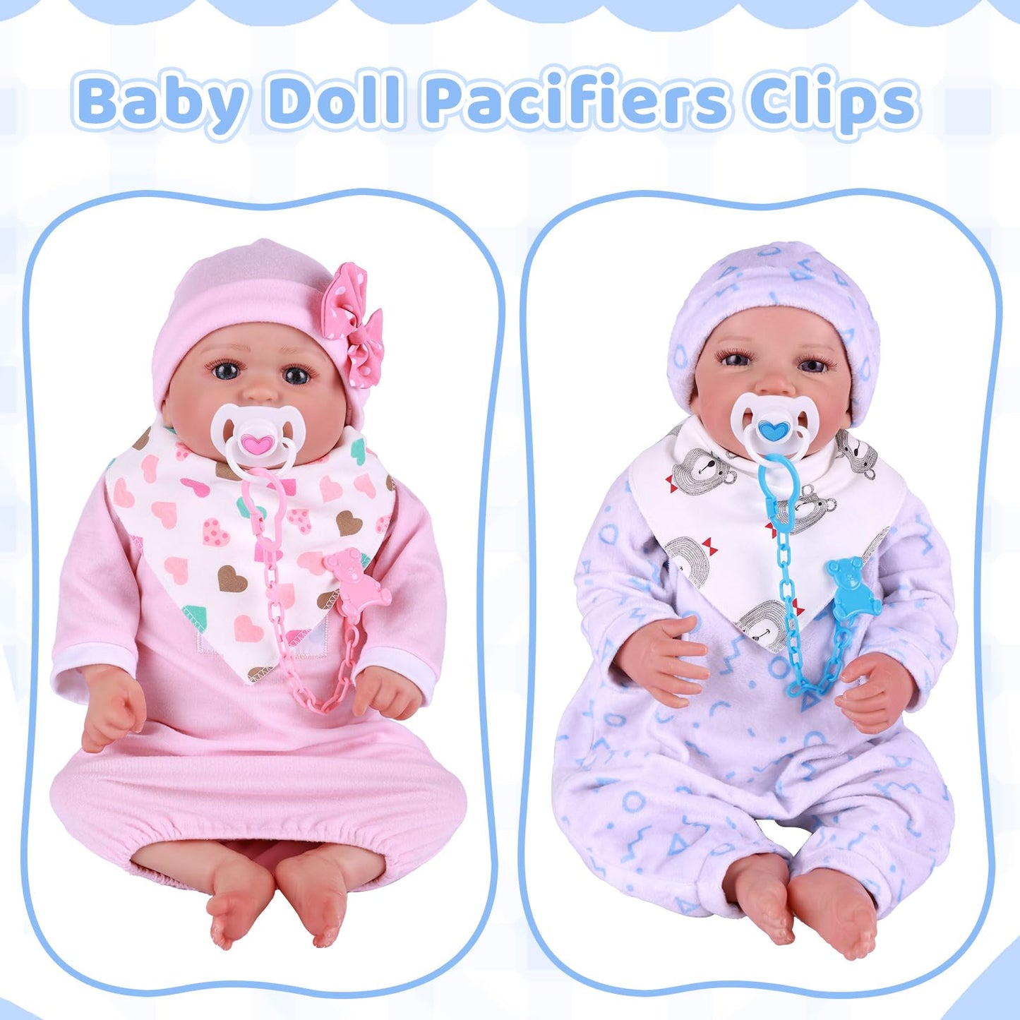 Babeside Baby Doll Bottles Set With Baby Doll Bibs Doll Pacifiers And Pacifier Clips Chain, Cute Baby Doll Feeding Set For Rebor