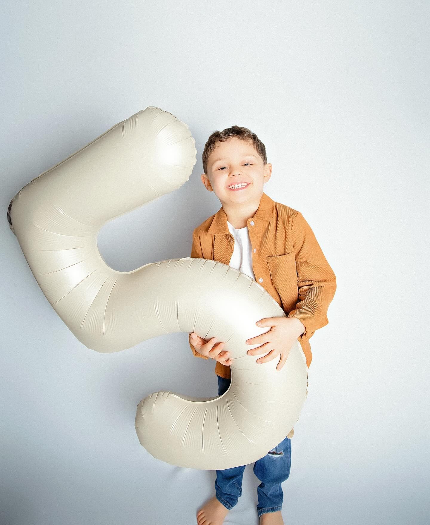 Cream Number 5 Balloon 40 Inch, 5 Balloon Number, 5Th Birthday Decorations, Cream Party Supplies For Boys Girls
