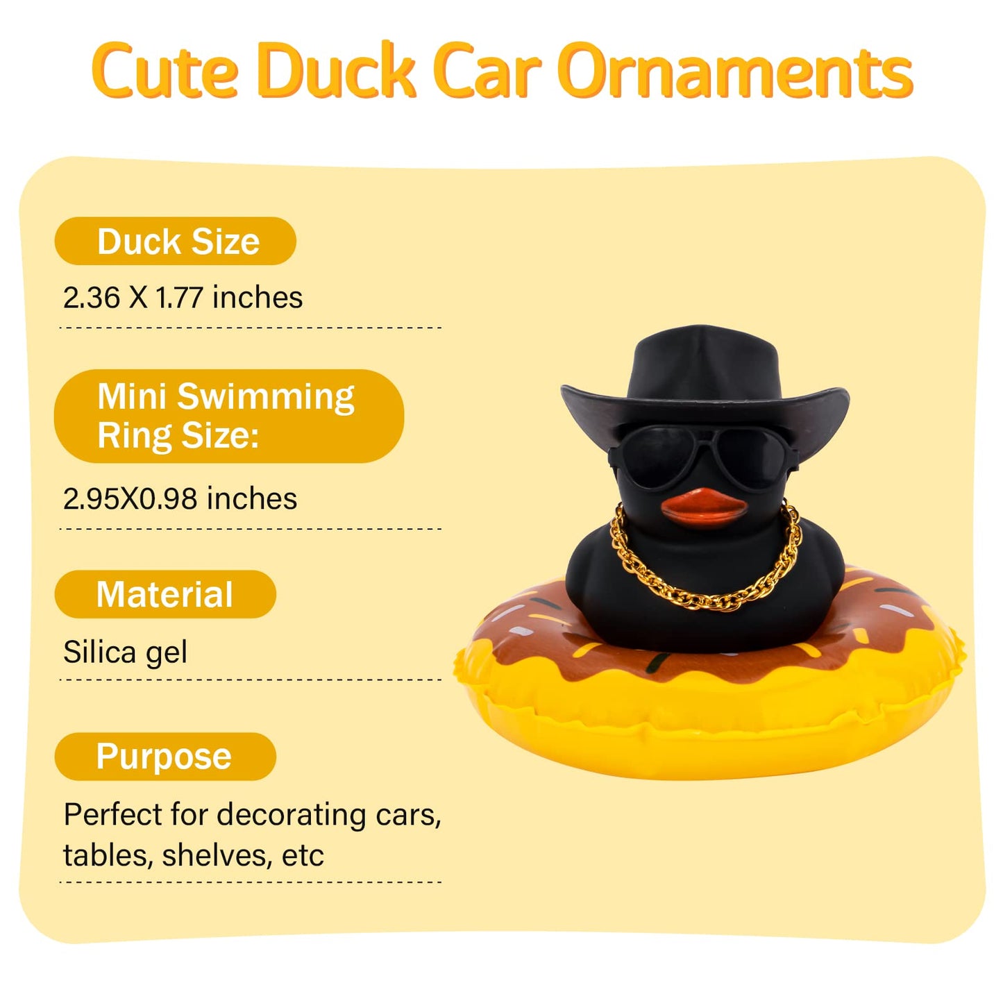 Wonuu Car Accessories Rubber Ducks Dashboard Decorations Rubber Duck Pink Accessories Dashboard Duck Car Decorations Car Ducks For Dashboard Car Duck Car Dashboard Decorations, Bg-Black-Cowboyblack