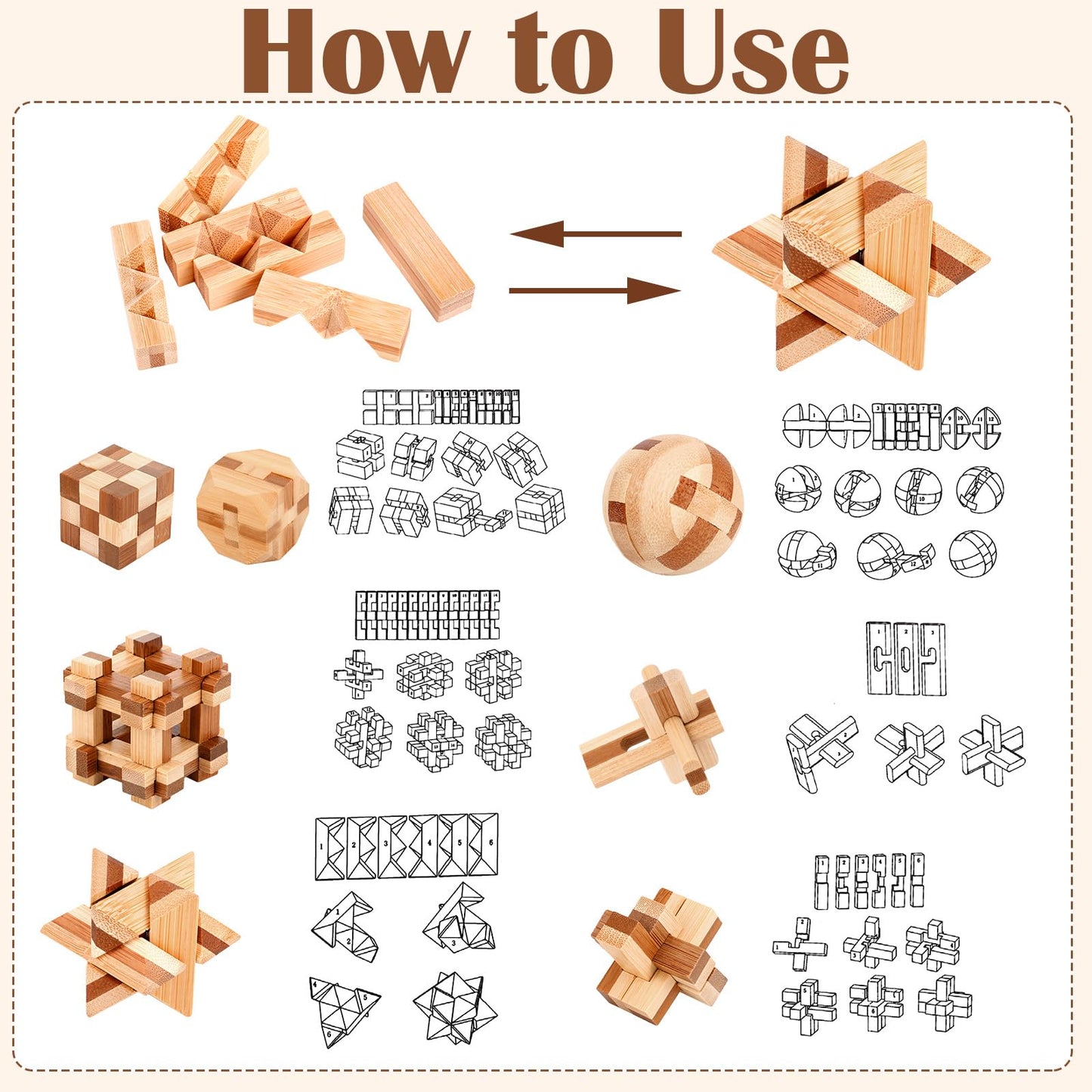 25 Pcs Wooden Brain Teaser Puzzles Metal Wire Puzzle Set, 3D Unlock Interlock Game Iq Test Toy Mind Game Toys Brain Teaser Toy P