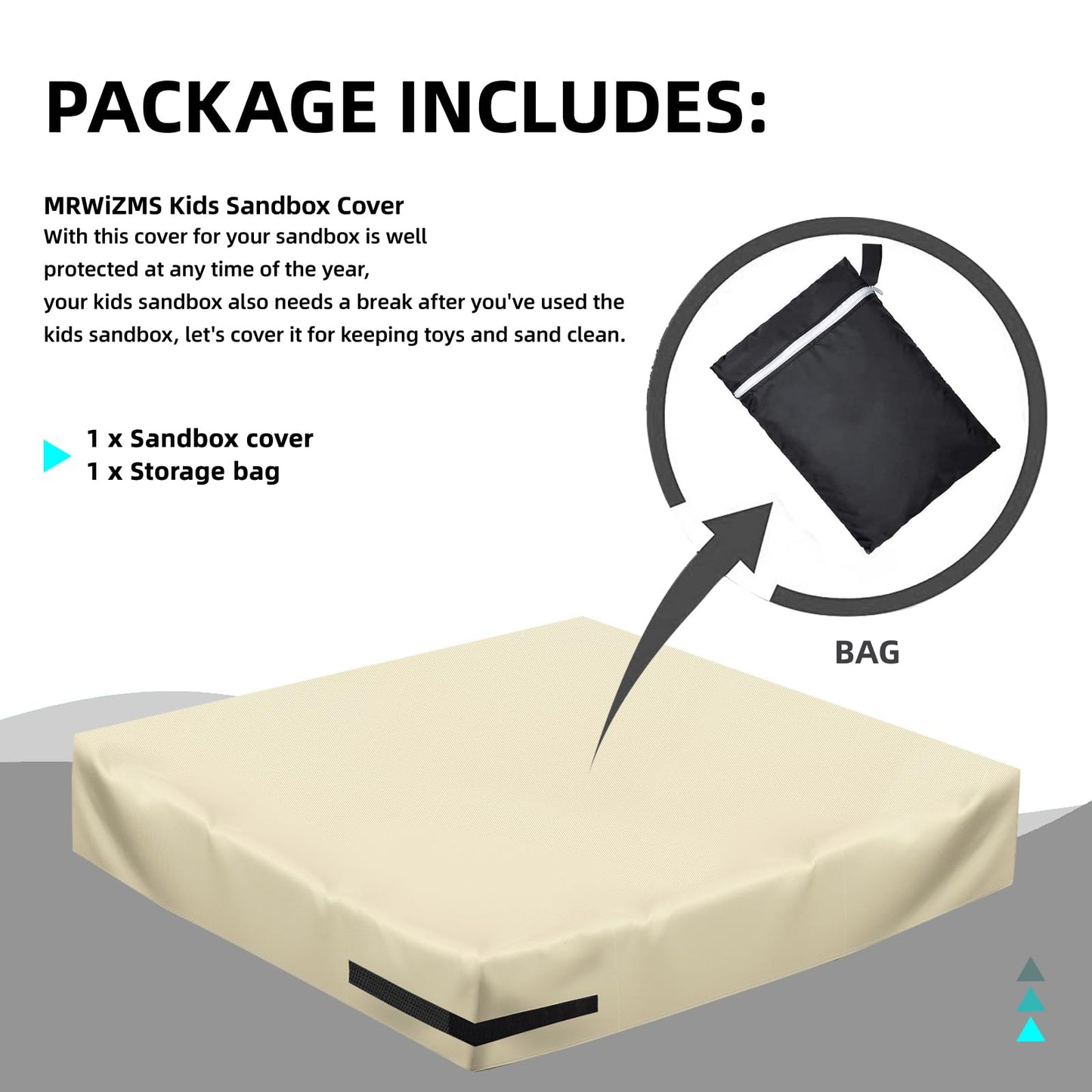 Sandbox Cover, Lid-48In, 420D Waterproof Duty Khaki Sandbox With Cover, Square Sandboxes Sandpit Cover Suitable For Children'S S