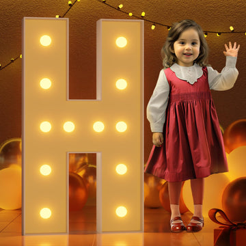 Imprsv 4Ft Marquee Light Up Letters H, Large Light Up Letters For Baby Shower Anniversary Wedding Room Decor, Big Letters For Pa