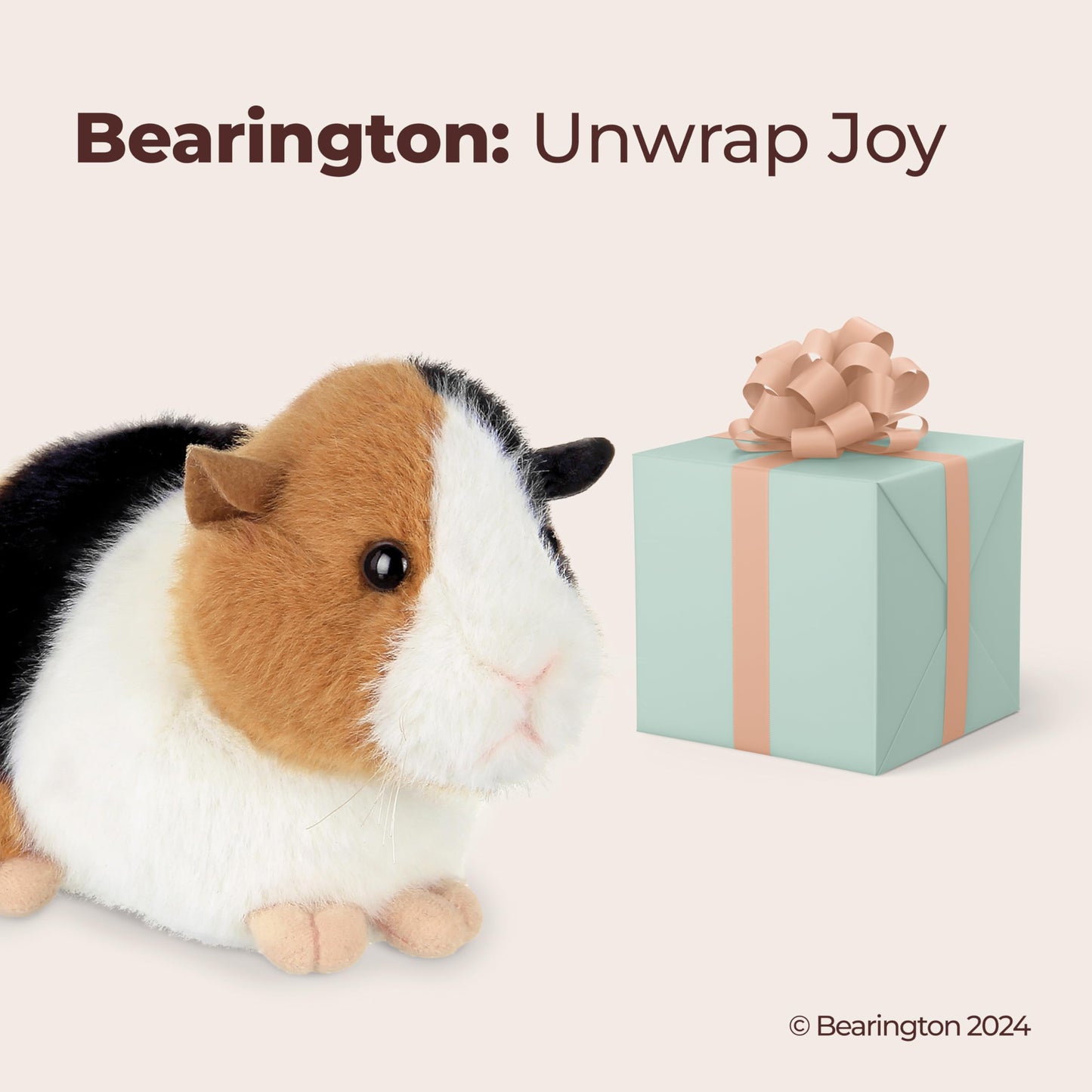 Bearington Scooter Plush Guinea Pig Stuffed Animal, 8 Inch