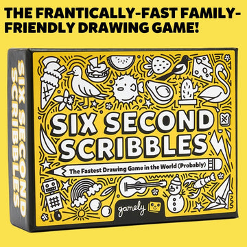 Gamely Six Second Scribbles USA - Fast & Fun Drawing Game for Kids, Teens & Adults - Black and Yellow Family Party Game