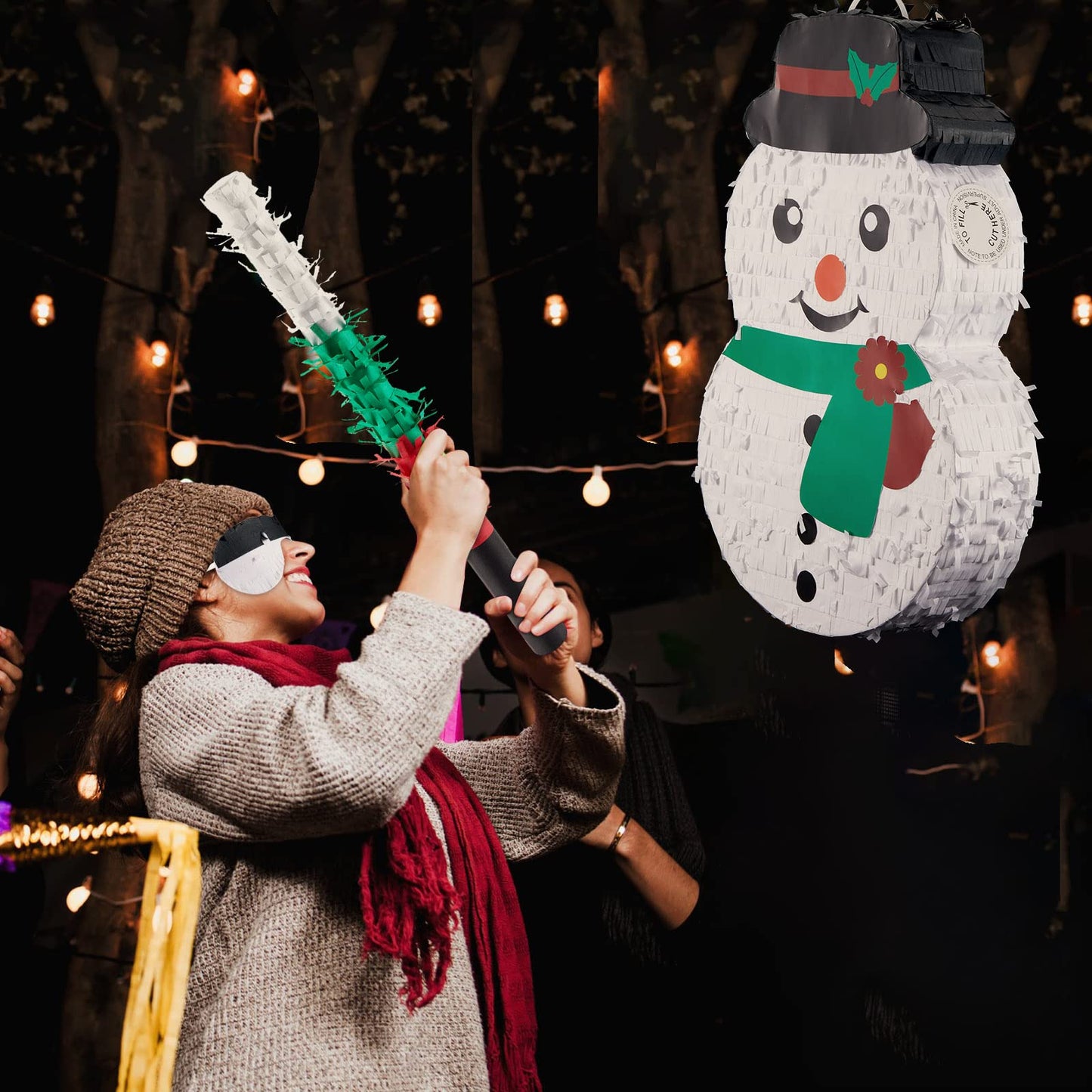 Christmas Piñata 16.5 Inch Snowman Piñata With Blindfold Bat And Confetti Winter Theme Birthday Party Decorations For Party Holidays Birthday Game Decorations