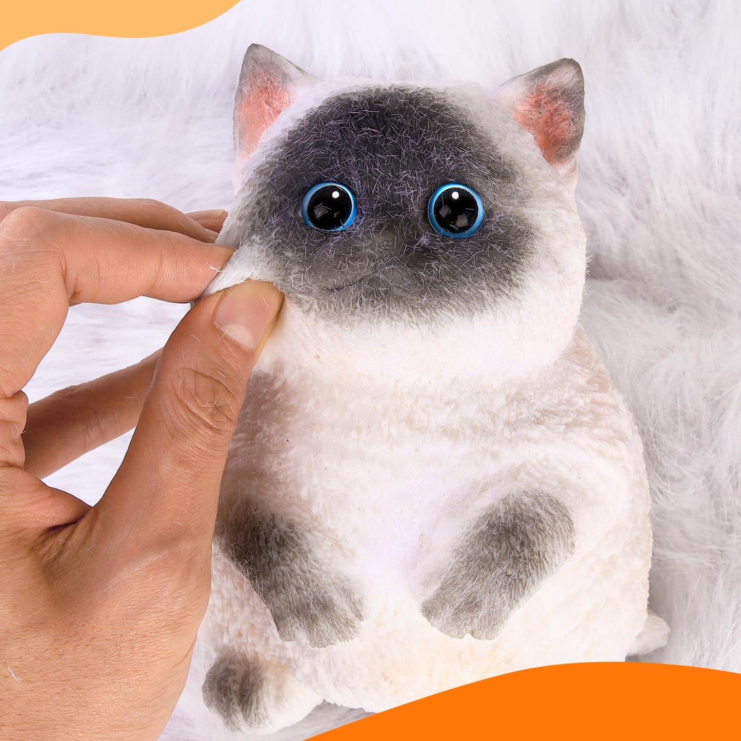 Big Taba Cat, Handmade Large Cat Taba Squishy Toys, Stress Relief, Funny, Cute Soft Cat Squishy Stress Toy Gifts (Large Siamese