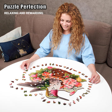 Wooden Puzzles For Adults 500 Piece - Hummingbird Puzzle – Unique Animal Shaped Pieces, Extra-Thick 5Mm Wood, Challenging & Fun Jigsaw For Puzzle Enthusiasts By Leogor, Xl Size 21.1' X 17.7'