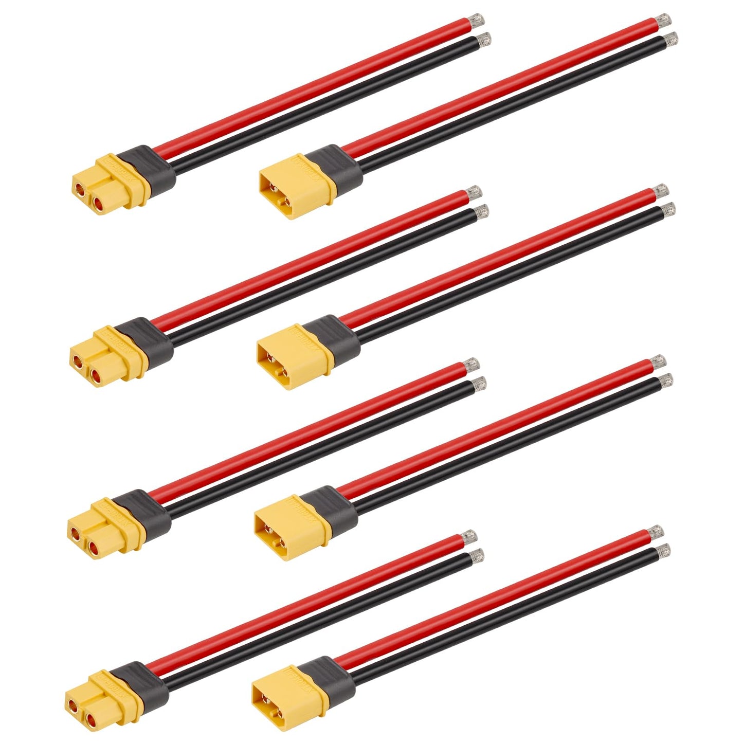 MOOKEERF 4 Pairs XT60 Plug Female and Male Connector with 150mm 12AWG Silicon Wire for RC Lipo Battery FPV Racing Drone