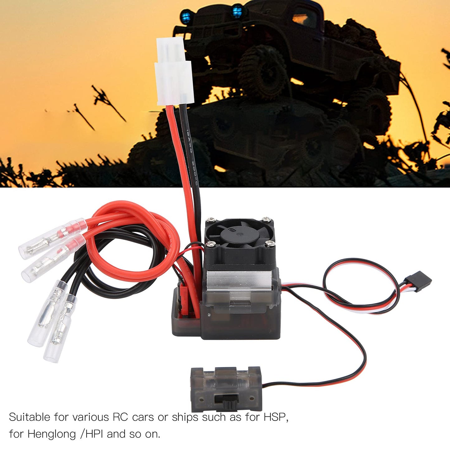 VGEBY ESC Brushed ESC 7.2-16V 320A High Voltage Two-Way Brush ESC Compatible with RC Vehicle Ship Model