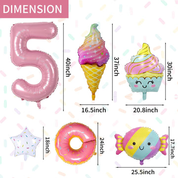 Donut 5Th Birthday Decorations,Sweet 5Th Birthday Party Decorations For 5Th Birthday Donuts Foil Balloons Sweet 5Th Donut Birthday Party Decorations Party Supplies Backdrops For Girls