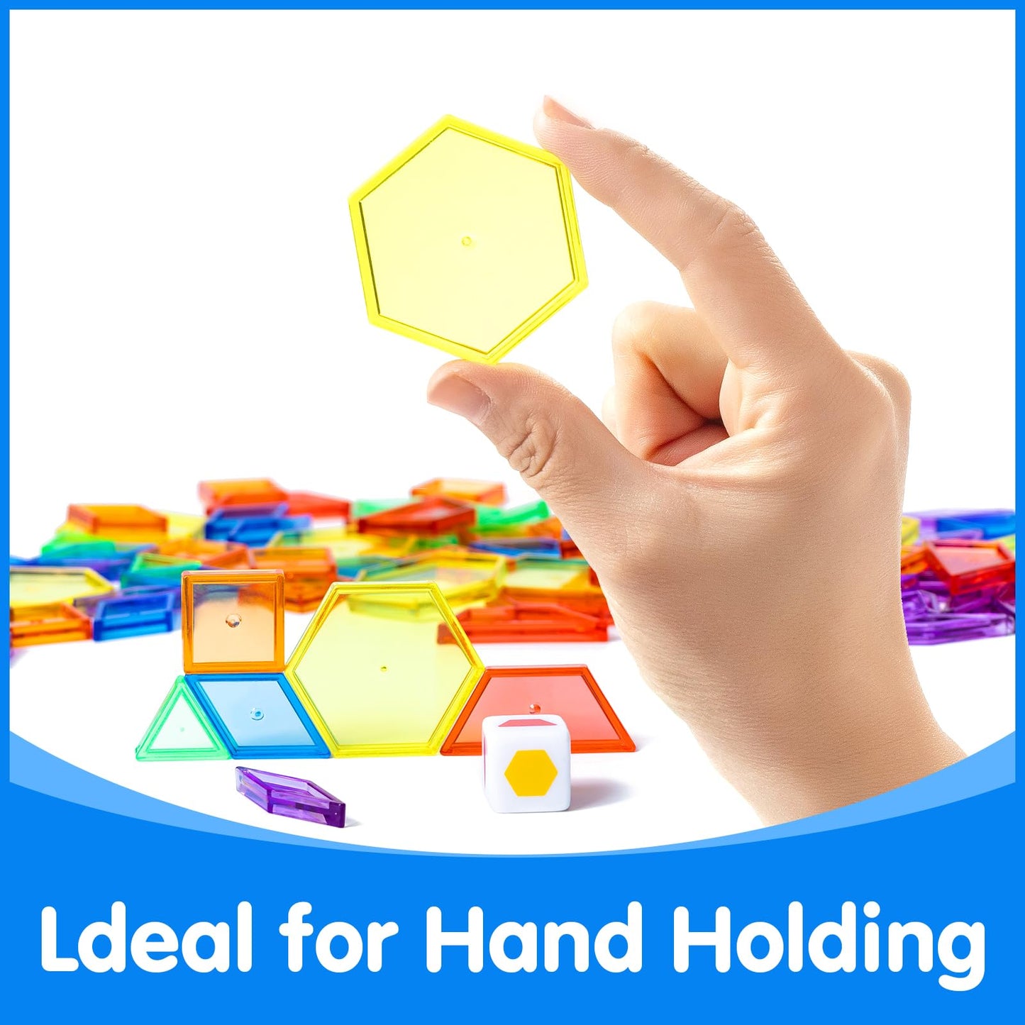 Odoorgames 140 Pcs Translucent Pattern Blocks,Geometric Shapes,Translucent Toys,Light Table Accessories And Manipulatives,Includ